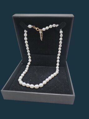 Honora Pearl Necklace 925A China 18" 6mm Adjustable Sterling Clasp Original Box